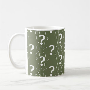 Mystery-Fragezeichen Rätsel olivgrün Kaffeetasse