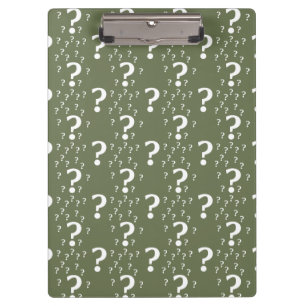 Mystery-Fragezeichen Rätsel olivgrün Klemmbrett