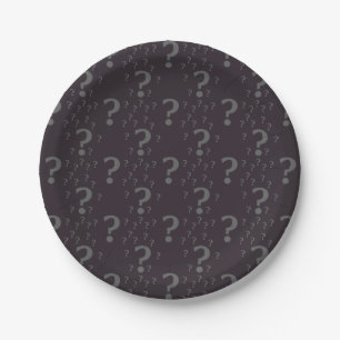 Mystery Fragezeichen Rätsel-Puzzle grau Pappteller