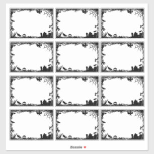 Mystery Halloween Black and White Stickers Frames Aufkleber