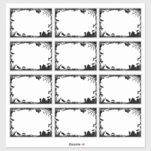 Mystery Halloween Black and White Stickers Frames Aufkleber (Blatt)