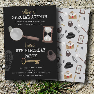 Mystery Kids Secret Agent Spy Detection Geburtstag Einladung