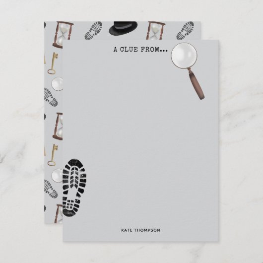 Mystery Kids Secret Agent Spy Deteme Theme Mitteilungskarte (Vorne/Hinten)