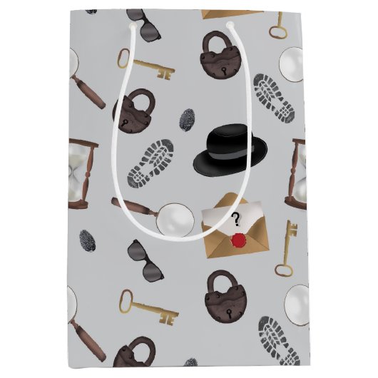 Mystery Kids Secret Agent Spy Deteme Theme Mittlere Geschenktüte (Vorderseite)