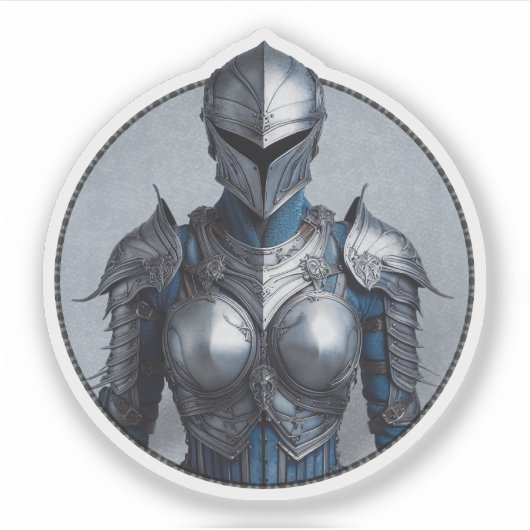 Mystery Lady in Silver Armor Denim Jacket Aufkleber (Vorderseite)