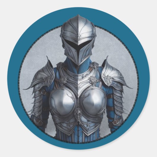 Mystery Lady in Silver Armor Denim Jacket Runder Aufkleber (Vorderseite)