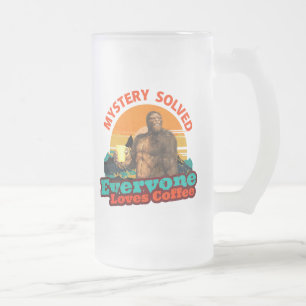 Mystery löste alle Lieben Kaffee Funny Bigfoot Mattglas Bierglas
