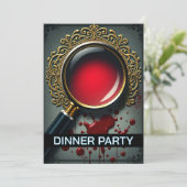 Mystery Lupe Glas Hinweise zum Abendessen Party Einladung (Stehend Vorderseite)