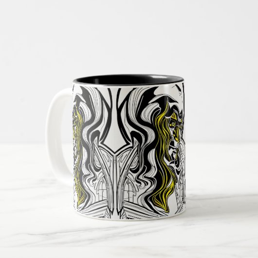 Mystery-Man-Gesicht Zweifarbige Tasse (Vorderseite Links)