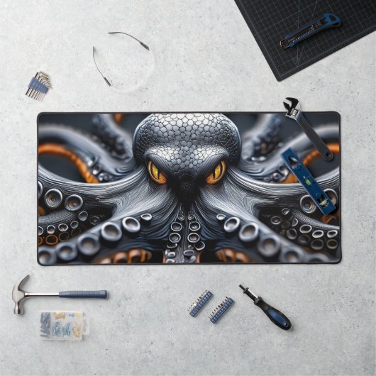 Mystery Octopus Black Orange Abstrakt Marine Life Schreibtischunterlage (Arbeitsplatz)