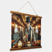 Mystery on Midnight Express - Noir Detective Wandteppich Mit Holzrahmen (Gewinkelt)