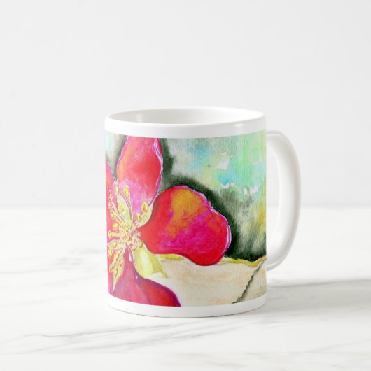 Mystery Pink Blume Watercolor Kaffeetasse (VorderseiteRechts)