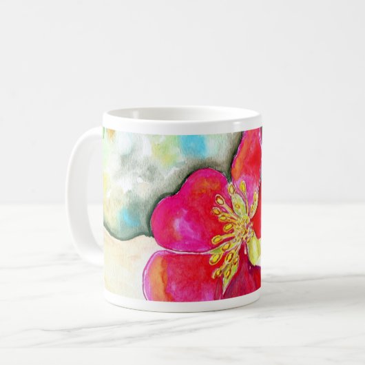 Mystery Pink Blume Watercolor Kaffeetasse (Vorderseite Links)