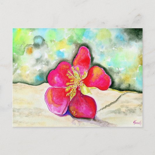 Mystery Pink Blume Watercolor Postkarte (Vorderseite)