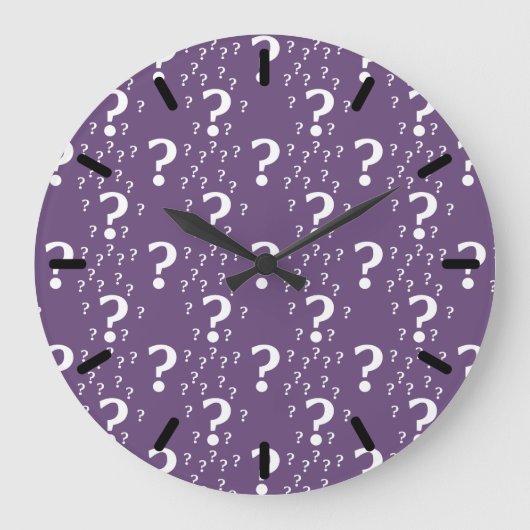 Mystery question mark riddle puzzle purple große wanduhr (Vorderseite)