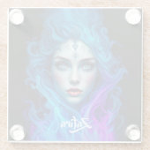 Mystery Woman Emerging from Blue & Purple Flames Glasuntersetzer (Rückseite)