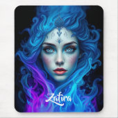 Mystery Woman Emerging from Blue & Purple Flames Mousepad (Vorne)