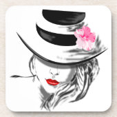 Mysteryous Lady Beverage Coaster Red Lips Getränkeuntersetzer (Vorderseite)