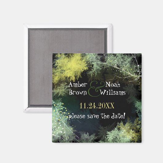 Mystic Abend Forest Wedding Save the Date Magnet (Vorderseite/Rückseite)