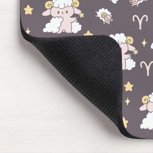 Mystic Aries Zodiac Night Bunny und Ram Mousepad (Ecke)
