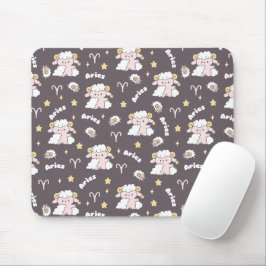 Mystic Aries Zodiac Night Bunny und Ram Mousepad