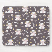 Mystic Aries Zodiac Night Bunny und Ram Mousepad (Vorne)