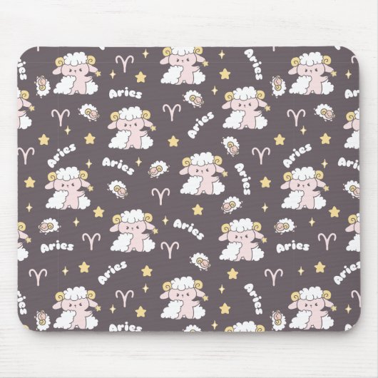 Mystic Aries Zodiac Night Bunny und Ram Mousepad (Vorne)