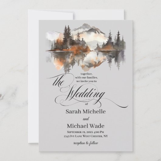 Mystic Autumn Calligraphy Wedding Invitation Einladung (Vorderseite)