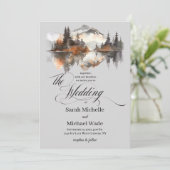 Mystic Autumn Calligraphy Wedding Invitation Einladung (Stehend Vorderseite)