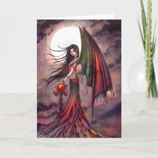 Mystic Autumn Vampire Gothic Fairy Halloween Art Karte (Vorderseite)