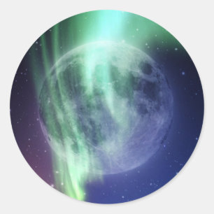 Mystic Beautiful hell Big Blue Mond Runder Aufkleber