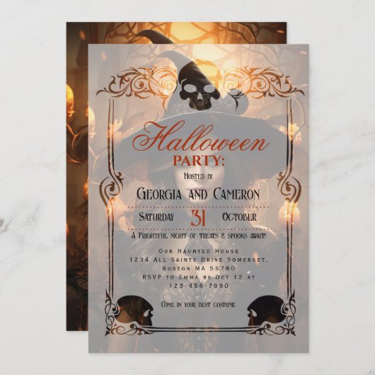 Mystic Beautiful Hexe Halloween Einladung (Vorne/Hinten)