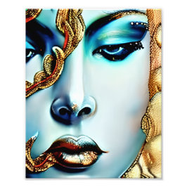 Mystic Beauty Golden Goddess Ai Art Fotodruck