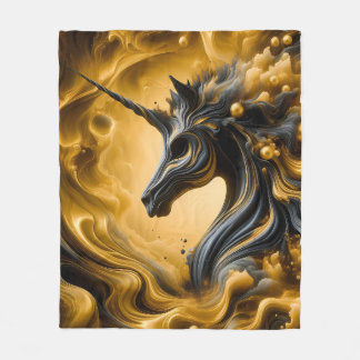 Mystic Black and Gold Lion - Regal Abstrakt Expes Fleecedecke