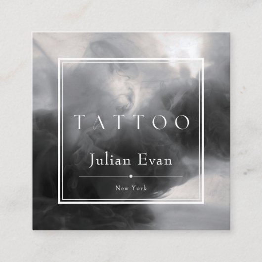 Mystic Black and White Ink Tattoo Artist Quadratische Visitenkarte (Vorderseite)