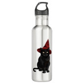 Mystic Black Cat mit Dark Red Hat Classic T - Shir Edelstahlflasche (Vorderseite)