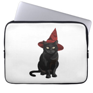 Mystic Black Cat mit Dark Red Hat Classic T - Shir Laptopschutzhülle