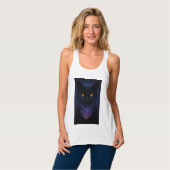 Mystic Black Cat Starry Night Forest Tank Top (Vorderseite Vollansicht)