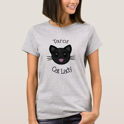 'Mystic Black Cat' Tarot Cat Lady T-Shirt (Vorderseite)