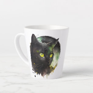 Mystic Black Cat Watercolor - Verzauberte Nachtkun Milchtasse