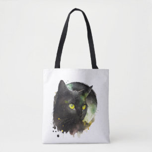 Mystic Black Cat Watercolor - Verzauberte Nachtkun Tasche