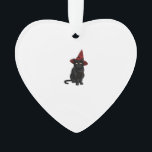 Mystic Black Cat with Dark Red Hat Classic T-Shirt Ornament<br><div class="desc">Mystic Black Cat with Dark Red Hat Classic T-Shirt</div>