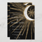 Mystic Black Gold Sun Moon Mandala Einladung (Vorne/Hinten)