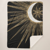 Mystic Black Gold Sun Moon Mandala Sherpadecke (Vorderseite)