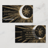 Mystic Black Gold Sun Moon Mandala Visitenkarte (Vorne/Hinten)