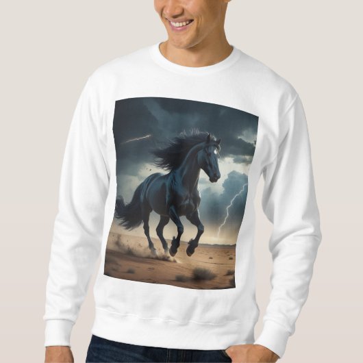 Mystic Black Stallion Storm Rider T-Shirt ⚡ 🖤 Sweatshirt (Vorderseite)