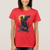 Mystic Black Winged Cat Under the Moon | Fantasy A T-Shirt (Vorderseite)