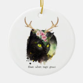 Mystic Bloom Cat Keramik Ornament (Vorne)