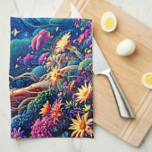 Mystic Bloom Forest Under Stars Geschirrtuch (Viertel Falte)