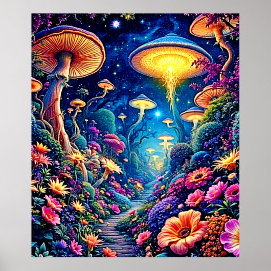 Mystic Bloom Forest Under Stars Poster (Vorne)